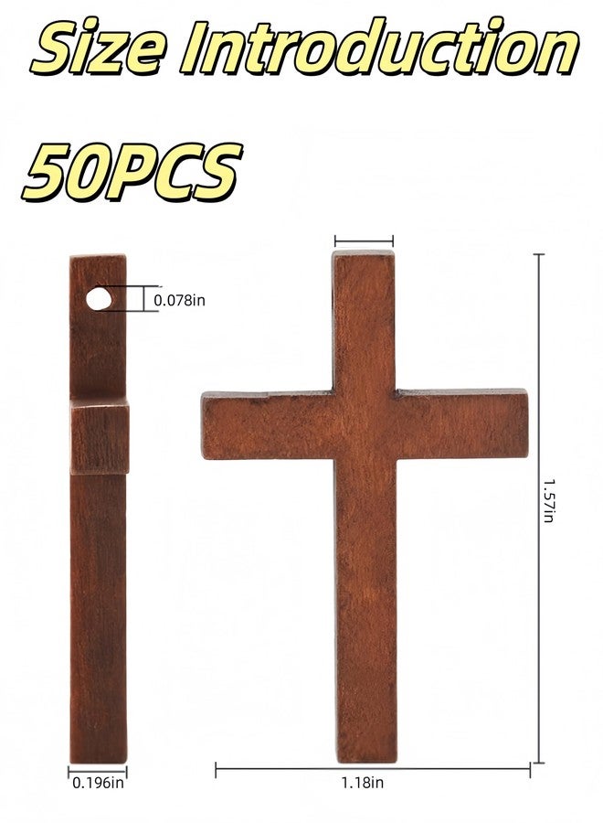 bepisof 50pcs Mini Wooden Cross, Mini Cross Brown Small Wooden Crosses for Crafts,Cross Pendants,Small Ornament for Crafts Christian Baptism Easter First Communion Rosary - Image 2